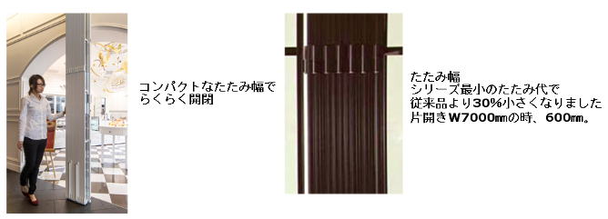 横引き管理シャッター-スクエアスリムパネルタイプ--たたみ幅コンパクト収納