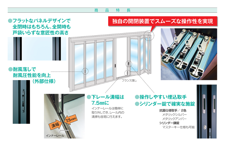 大開口折れ戸-ワイドタイプ-管理シャッター-特徴