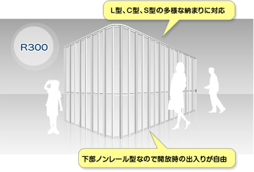 大開口折れ戸-スリムタイプ-管理シャッター-業界最小R