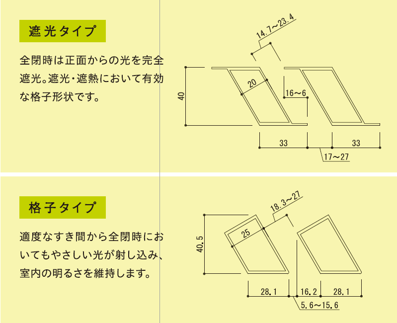 全開口遮光ルーバー-やわらぎ-格子形状