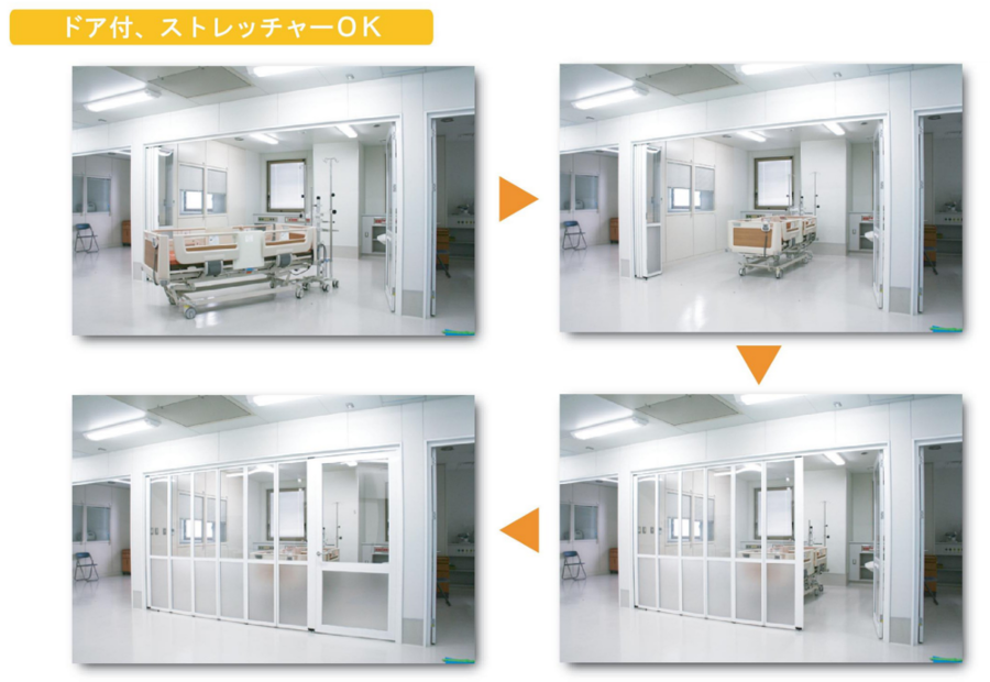 全開口機械浴室向け折れ戸-ICU向けらくなーざ-使用例